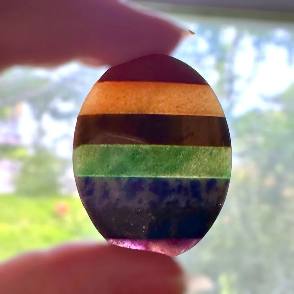 Natural Multi-Stone Rainbow Worry Palm Stone Pride - Picture 3 of 5